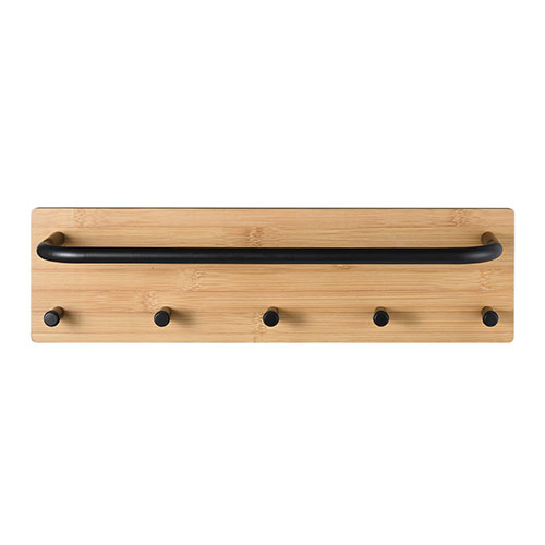 Juego de toallero de bambú autoadhesivo para baño montado en la pared con percha