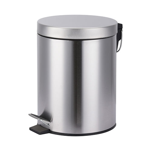 Classic and popular round stainless steel pedal bin chrome matt