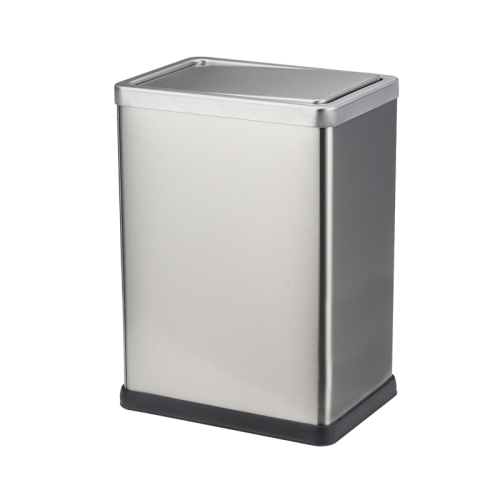 Hotel room stainless steel square swing top garbage bin with leather