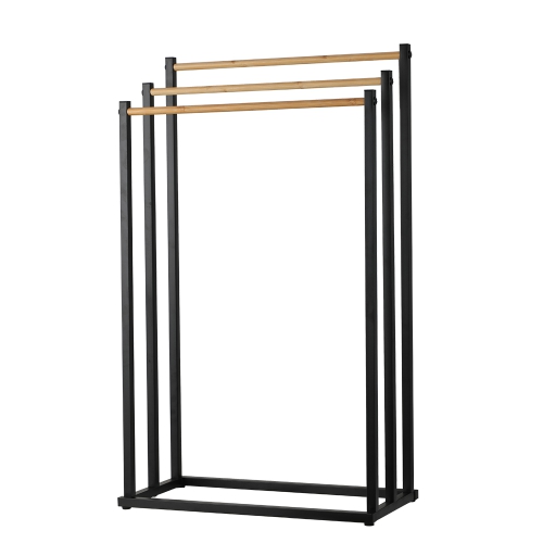 Fabricante de fábrica de soporte de toalla de barras duales de acero inoxidable de bambú ecológico ECO