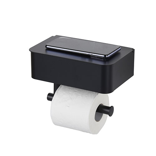 Portarrollos de papel higiénico de pared con caja de toallitas húmedas y estante para teléfono