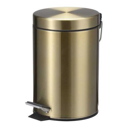 Golden gold brass step pedal dustbin stainless steel with soft slow close