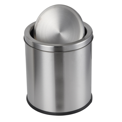 Stainless steel swing top hotel room trash can waste bin with liner