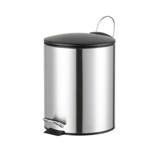Soft slow close round slim lid stainless steel foot operated step waste bin